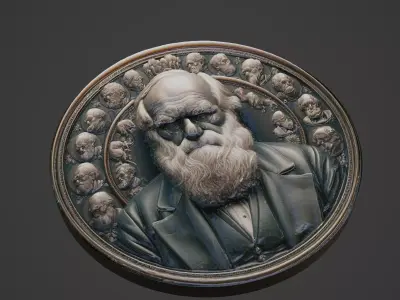 Charles Darwin Medallion 3D print model buy
