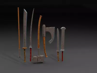 Ancient Melee Weapon Pack Low Poly Game Ready Low-poly 3D model