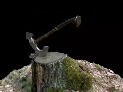 Medieval Axe 3D model 5
