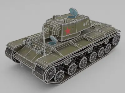 KV-1 L11 Heavy Tank Low-poly 3D model