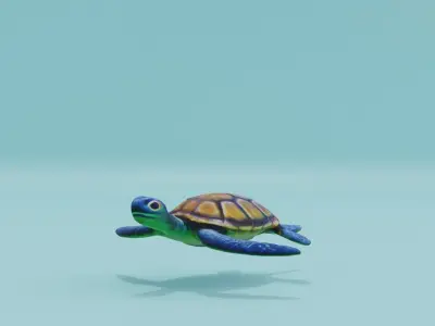 Swimming Turtle Low-poly 3D model