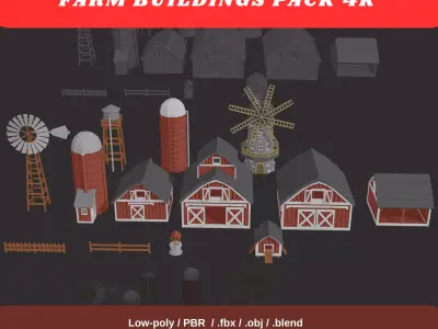  FARM BUILDINGS PACK 4K Low-poly 3D model