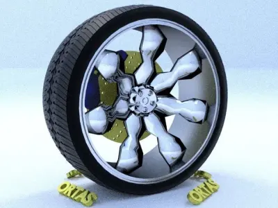 ORTAS CAR RIM 60 GAME READY RIM TIRE AND DISC 3D model