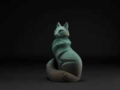 Stylized Fox Totem  Game Asset  3D Print-Ready Model 3D print model