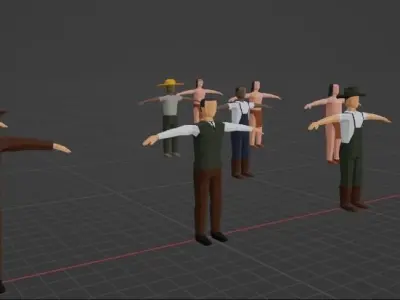 Low poly western character Pack Low-poly 3D model
