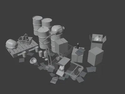KitBash 3D Shopping Elements Low-poly 3D model