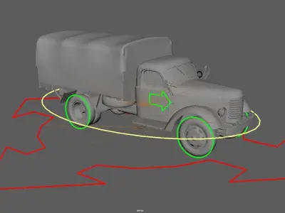 Game ready military truck with Rig Low-poly 3D model