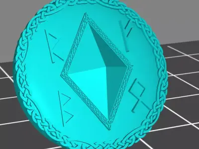 Wolf marine style viking storm shield with diamond 1 3D print model