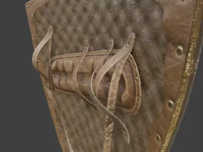 medieval triangular knight shield with pbr textures Low-poly 3D model