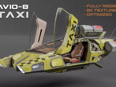 AVIO-8 Cyberpunk Hover Taxi Low-poly 3D model