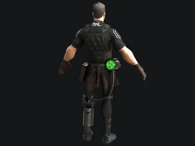 Character Game Ready PBR soldier Low-poly 3D model
