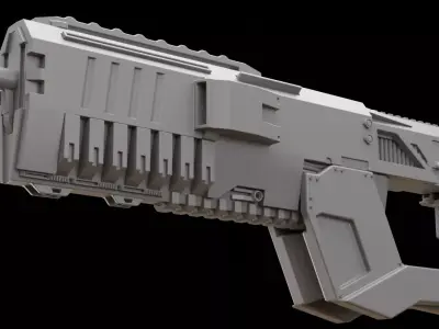 Mecha hard surface assault rifle 3D model buy
