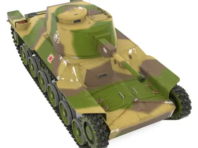 Tank Type 97 Chi-Ha Low-poly 3D model
