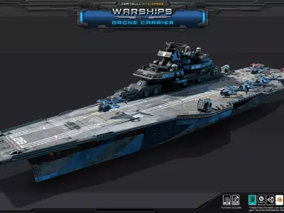 WARSHIPS - Drone Carrier  Low-poly 3D model
