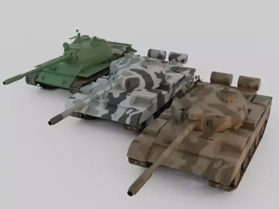 T-55A Soviet Tank Low-poly 3D model