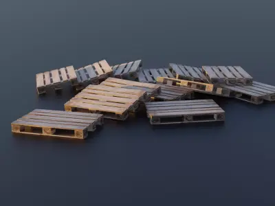 Realistic European Pallets in 3D Industrial Logistics Low-poly 3D model