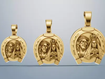  Religious with Virgin Mary and Face of Christ Model for Jewelry 3D print model