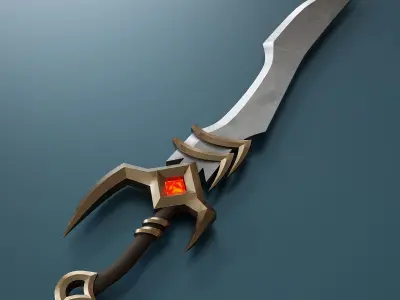 Small set of fantasy weapons Low-poly 3D model