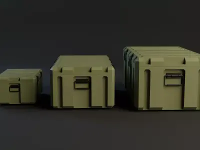 Military boxes without decals GameReady Low-poly  Low-poly 3D model