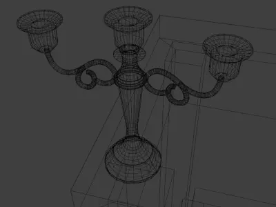 Candelabra and Candle Holder with Candle included Low-poly 3D model