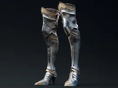  Female Knight  Leg Armor Set LowPoly   Low-poly 3D model