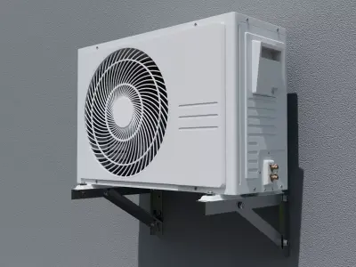 Modern Air Conditioner Outdoor Unit with Wall Bracket 3D model