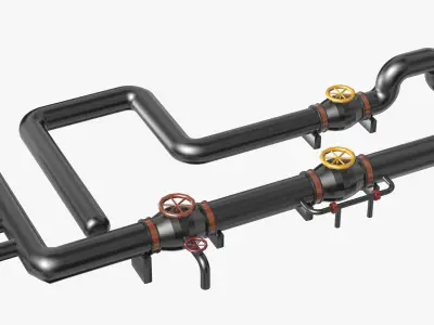 Black Industrial Pipes Model 3D model purchase