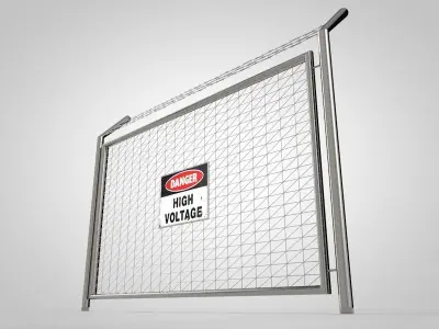 Steel Fence Low-poly 3D model