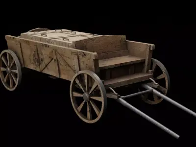 Medieval Horse cart  Low-poly 3D model