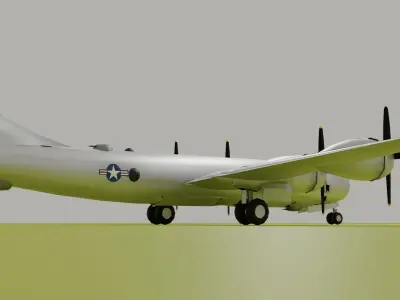 B 29 Superfortress Silver livery Low Poly Low-poly 3D model