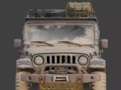 Damaged Post Apocalyptic Off Road Jeep 3D Model V04 Low-poly 3D model