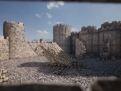 Ultimate Medieval Castle  Walls And Towers  40 Assets Low-poly 3D model
