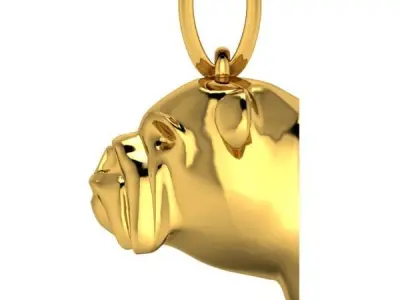 Bull Dog Head Pendant Charm Necklace 3D Model 3D print model