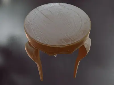 Stool round wooden table Free low-poly 3D model