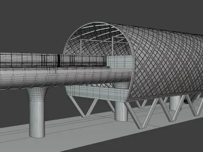 Elevated monorail station II 3D model