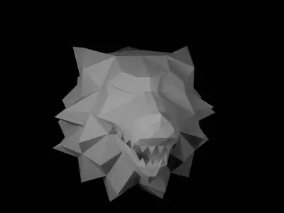 Low-poly Wolf game of thrones head 3D model