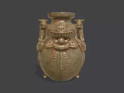 Chinese Ancient ceramic jars-Celadon Beast-shaped Zun Low-poly 3D model