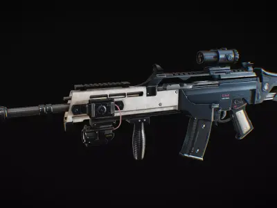 Assault Rifle HK36 Low-poly 3D model