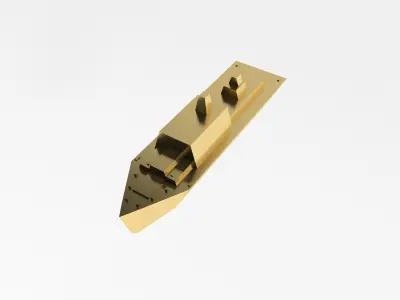 Cartoon Simple Warship v1 005 Low-poly 3D model