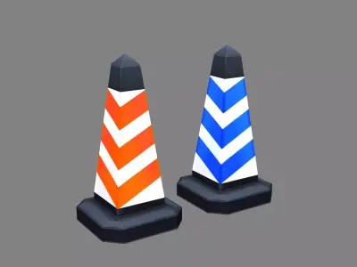 Two traffic cones Low-poly 3D model