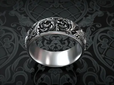 Vintage Ornament Gothic Style Comfort Wedding Band 3D print model