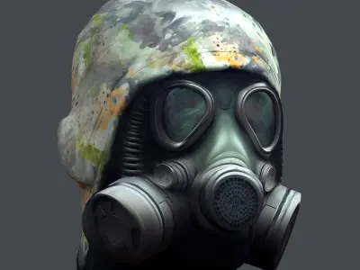 Gas mask helmet 3d model military combat fantasy cyborg  Low-poly 3D model purchase