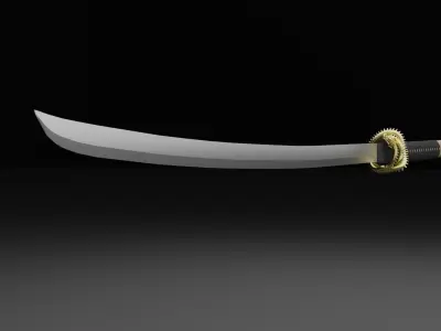 Katana Sword Low-poly 3D model 2