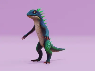 Lizard Character A-pose Free low-poly 3D model