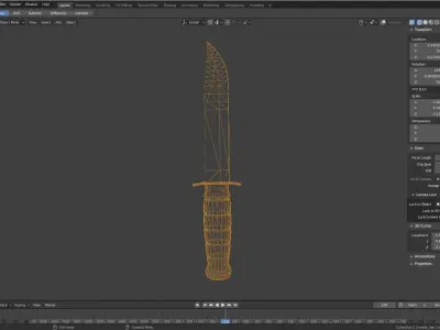 Combat Knife Low-poly 3D model 7