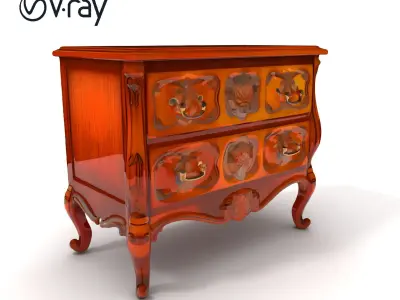 Antique Wooden Drawer Cabinet Model Pack Low-poly 3D model