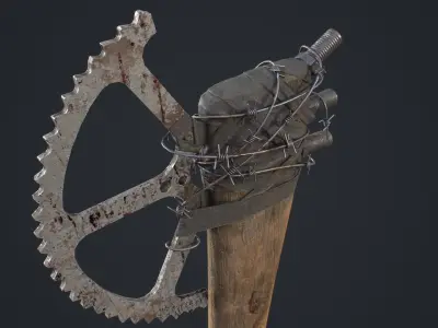 Homemade post - Apocalyptic Axe Low-poly 3D model
