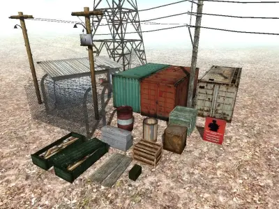 Military Prop Pack Lowpoly Game Ready  Low-poly 3D model