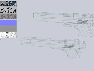 COLT 1911 Aqua Low-poly 3D model