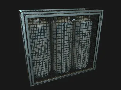 Low Poly PBR 48kg Gas Bottle with Storage Cage Low-poly 3D model